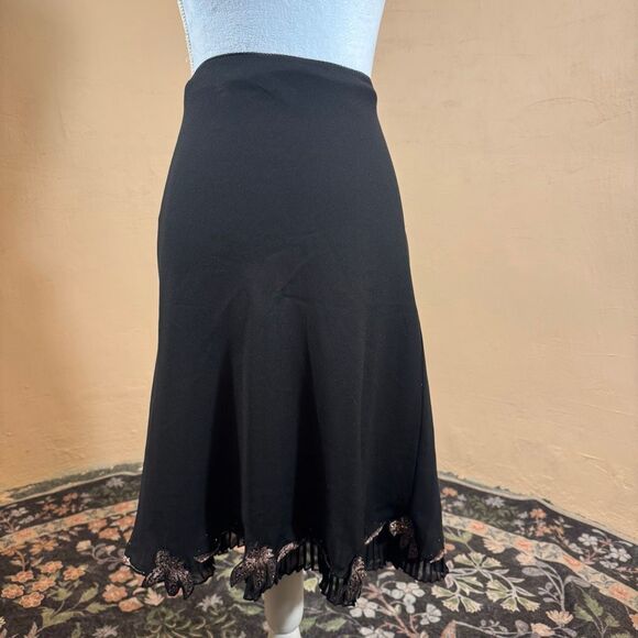 René Derhy Dresses & Skirts - René Derhy Collection Vintage Black Midi Skirt – Beaded & Embroidered Hem | Plea
